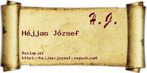 Héjjas József névjegykártya